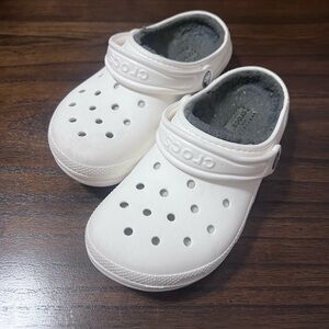 White Fleece Lined Crocs- size 2
